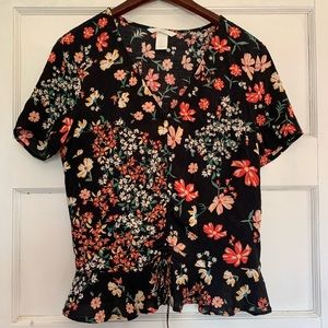 H&M floral peplum blouse